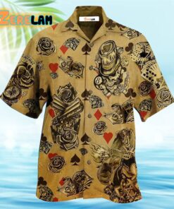 Gambling Flowers Skull Hawaiian Shirt