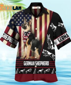 German Shepherd American Flag Hawaiian Shirt