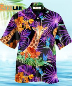 Giraffe Tropical Leaf Hawaiian Shirt