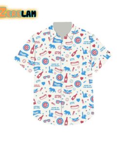 Giveaway Cubs Red White Cubbie Blue Hawaiian Shirt
