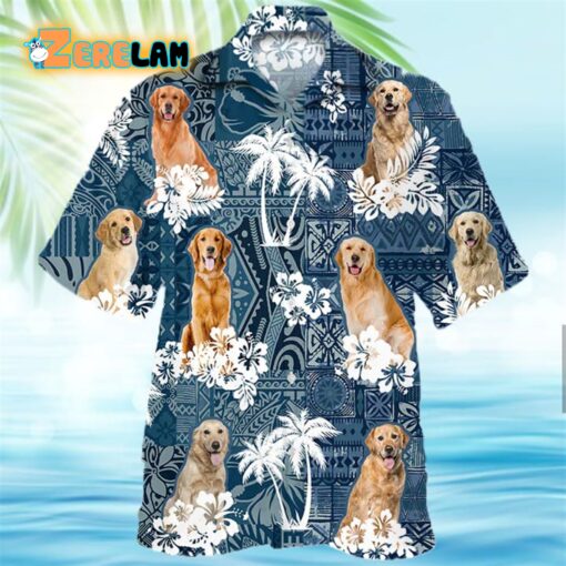 Golden Retriever Blue Style Hawaiian Shirt