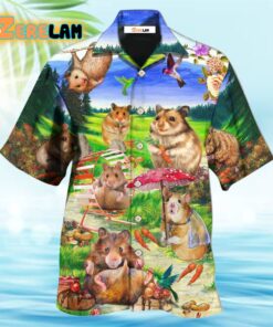 Hamster Animals Eating And Happy In Field Hawaiian Shirt