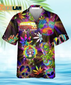 Hippie Alien Peace The Colorful Of Life Amazing Neon Style Hawaiian Shirt