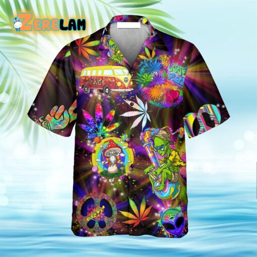 Hippie Alien Peace The Colorful Of Life Amazing Neon Style Hawaiian Shirt