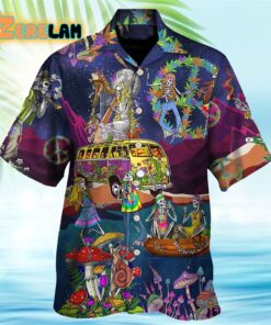 Hippie Funny Skull Dancing Moon Night Amazing Style Hawaiian Shirt