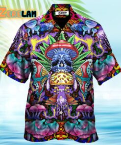 Hippie Mushroom And Skull Art Hawaiian Shirt