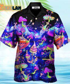 Hippie Mushroom Galaxy Neon Colorful Art Hawaiian Shirt