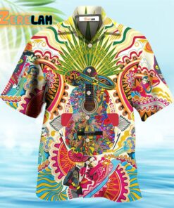 Hippie Peace Life Love Guitar Hawaiian Shirt