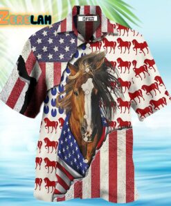 Patriotic Horse American Flag Hawaiian Shirt