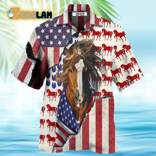 Patriotic Horse American Flag Hawaiian Shirt