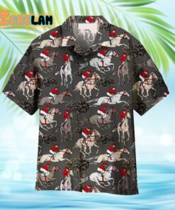 Horse Racing Dark Gray Hawaiian Shirt