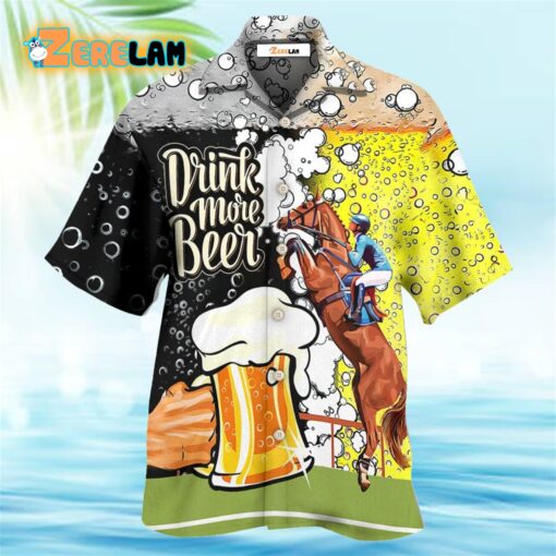 Horse Racing Drink More Beer Hawaiian Shirt