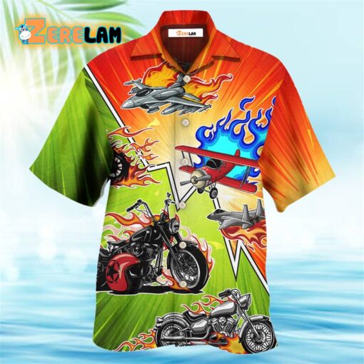 I Like Motorcycles And Airplanes Hawaiian Shirt