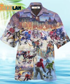 Ice Hockey Colorful Night Hawaiian Shirt