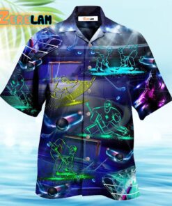 Ice Hockey Neon Art Hawaiian Shirt