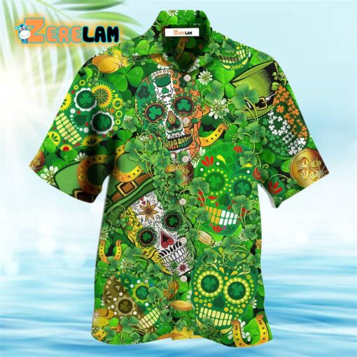 Irish Love Skull Happy And Gold Hawaiian Shirt