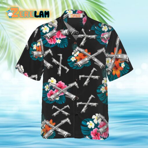 Ironworker Tropical In Black Hawaiian Shirt