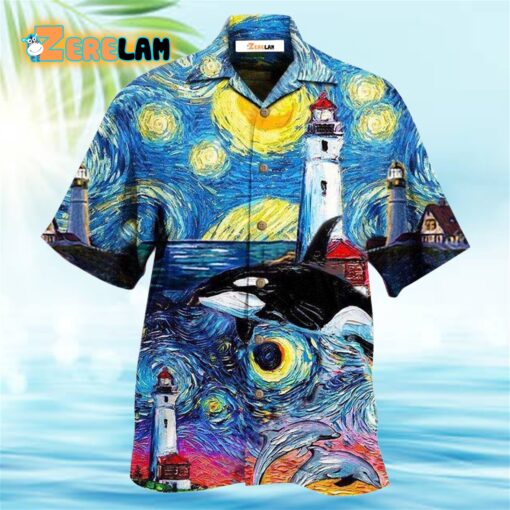 Lighthouse Finding Light In A Starry Night Hawaiian Shirt