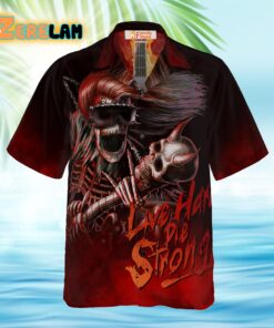 Live Hard Die Strong Burning Guitar Hawaiian Shirt