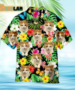 Lovely Cat Sitting On Flower Tropical Hawaiian Shirt