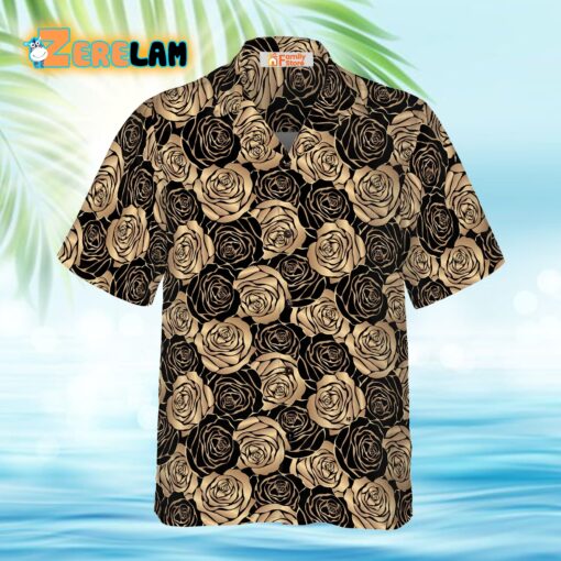 Midnight Rose Gold Hawaiian Shirt