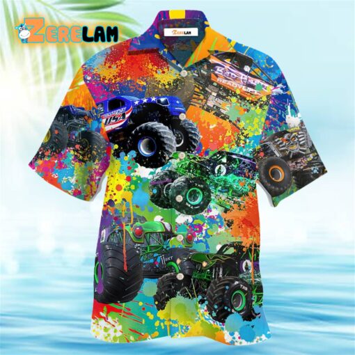 Monster Truck Colorful Painting Hawaiian Shirt