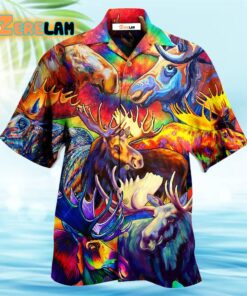 Moose Beautiful Painting Color Style Hawaiian Shirt