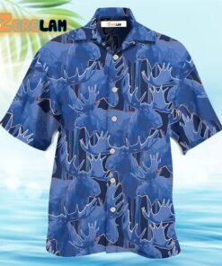 Moose Blue Beautiful Moose Hawaiian Shirt