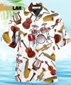 Music Instruments White Style Hawaiian Shirt