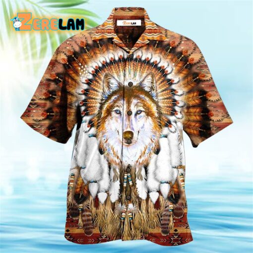 Native American Wolf Feather Headdress Cool Hawaiian Shirt