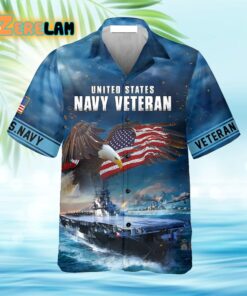 Navy United States Veteran Eagles And Ships US Hawaiian Shirt