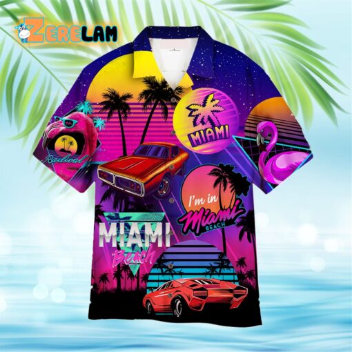 Neon Retro 80s Miami Beach Hawaiian Shirt