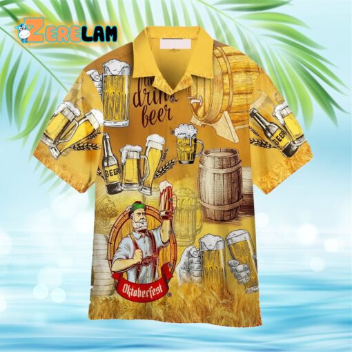 Oktoberfest Time To Drink Beer Yellow Hawaiian Shirt