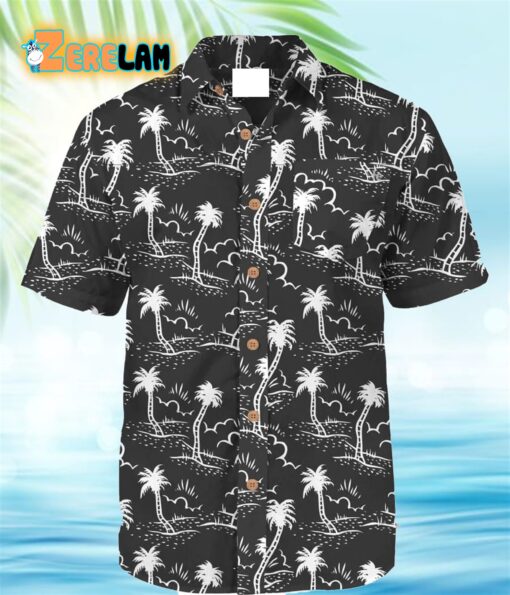 Palm Tree Monochrome Moonlight Hawaiian Shirt