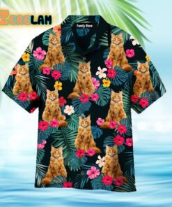 Palm Tree Tropical Maine Coon Cats Powered By Cat Hawaiian Shirt