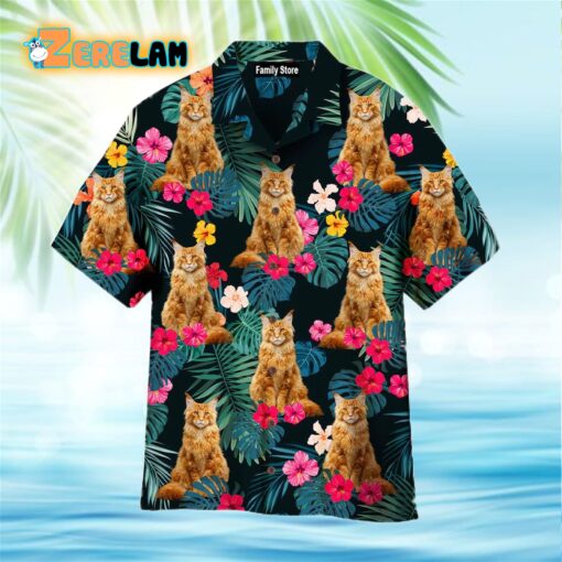 Palm Tree Tropical Maine Coon Cats Powered By Cat Hawaiian Shirt