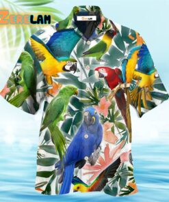 Parrot Tropical Leaf Hawaiian Shirt
