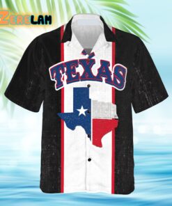 Patriotic Texas Map Flag Black White Red Pattern Hawaiian Shirt