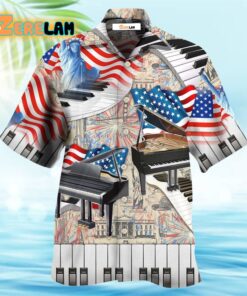 Piano Music Independence Day Hawaiian Shirt