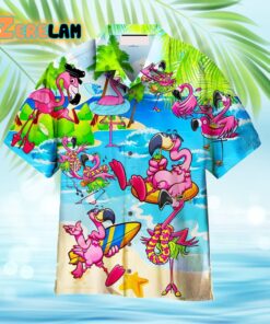 Pink Flamingo On Beach Summer Hawaiian Shirt