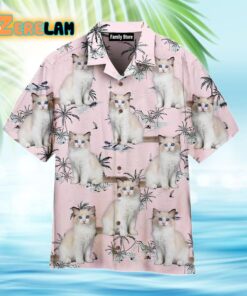 Pretty Bicolor Ragdoll Kitten On Pink Island Hawaiian Shirt