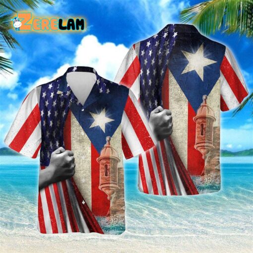 Puerto Rican American Hawaiian Shirt