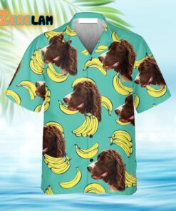 Puppy Lovers Gift Banana Pattern Mint Color Hawaiian Shirt