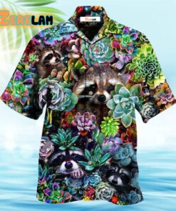 Raccoon Animals Succulent Hawaiian Shirt