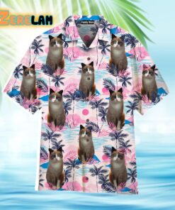 Ragdoll Cat Pink Palm Tree Tropical Island Hawaii Shirt
