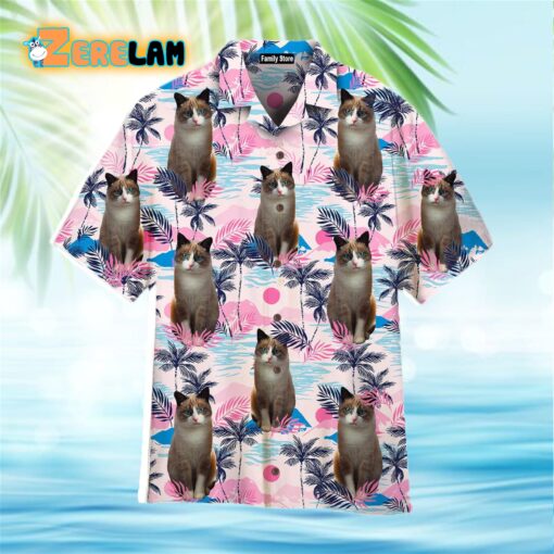 Ragdoll Cat Pink Palm Tree Tropical Island Hawaii Shirt