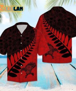 Raven Viking Leaf Red Black Pattern Hawaiian Shirt
