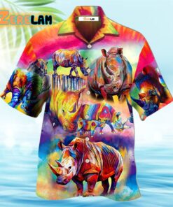 Rhino Painting Style So Much Cool Hawaiian Shirt