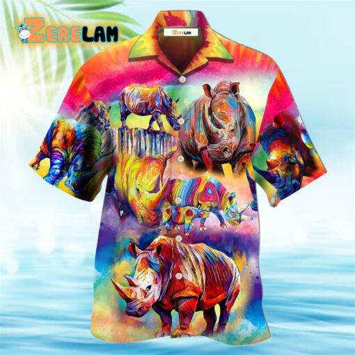 Rhino Painting Style So Much Cool Hawaiian Shirt