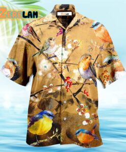 Robin The Bird Took Its Perch On A Tree Branch Hawaiian Shirt